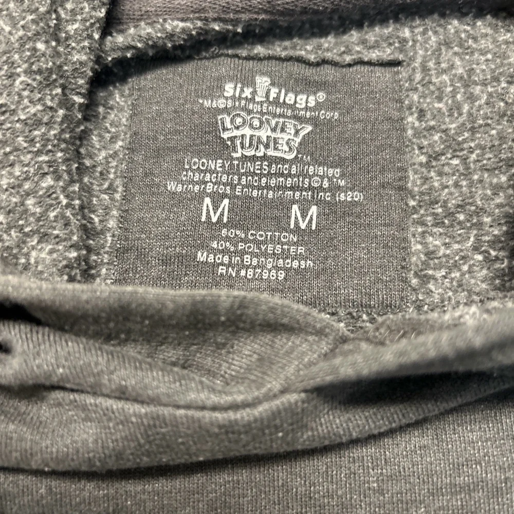 Six Flags Looney Tunes Hoodie – Size M – Charcoal Grey - Picture 3 of 3